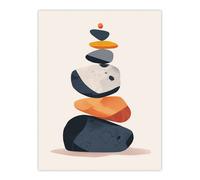 Artery8 Vertical Stacked Stones Zen Bright Graphic Boho Wall Art Print in Orange | Size: W12" x H16" Artery8 Orange W12" x H16"