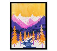 Artery8 Vibrant Abstract Mount Fitz Roy Patagonia Forest Framed Wall Art | Size: W12" x H16" Artery8 Multicolor W12" x H16"