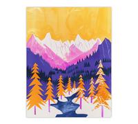 Artery8 Vibrant Abstract Mount Fitz Roy Patagonia Forest Wall Art Print | Size: W12" x H16" Artery8 Multicolor W12" x H16"