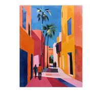 Artery8 Vibrant Casablanca Street African Architecture Living Room Large Wall Art Poster Print Thick Paper 18X24 Inch