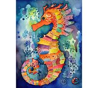 Artery8 Vibrant Colour Pattern Seahorse Folk Art Unframed Wall Art Print Poster Home Decor Premium