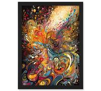 Artery8 Vibrant Colour Sound Waves Music Artwork Artwork Framed A3 Wall Art Print