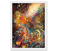 Artery8 Vibrant Colour Sound Waves Music Artwork Artwork Framed A3 Wall Art Print