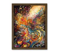 Artery8 Vibrant Colour Sound Waves Music Artwork Artwork Framed Wall Art Print 18X24 Inch