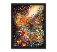 Artery8 Vibrant Colour Sound Waves Music Artwork Artwork Framed Wall Art Print 18X24 Inch