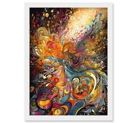 Artery8 Vibrant Colour Sound Waves Music Artwork Artwork Framed Wall Art Print A4 in White Artery8 White
