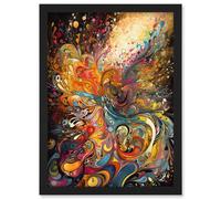 Artery8 Vibrant Colour Sound Waves Music Artwork Wall Art Print - A4 Size