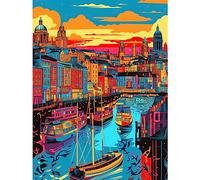 Artery8 Vibrant Liverpool City Waterfront Sunset Cityscape Large Wall Art Poster Print Thick Paper 18X24 Inch