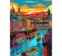 Artery8 Vibrant Liverpool City Waterfront Sunset Cityscape Large XL Wall Art Canvas Print