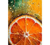 Artery8 Vibrant Macro Close up Orange Slice Oil Painting Extra Large XL Wall Art Poster Print
