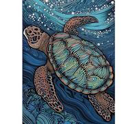 Artery8 Vibrant Sea Turtle Swimming Under the Surface Extra Large XL Wall Art Poster Print
