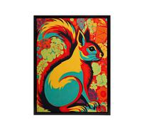 Artery8 Vibrant Squirrel Colourful Abstract Framed Canvas Wall Art Print | Size: W12" x H16" Artery8 Multicolor W12" x H16"