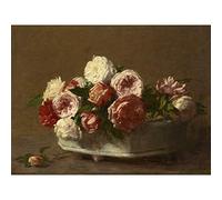 Artery8 Victoria Dubourg Roses In Porcelain Planter C1875 Painting Premium Wall Art Canvas Print 18X24 Inch
