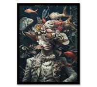 Victorian Atlantean Surreal Underwater Portrait Framed Art Print Artery8 Multi A4