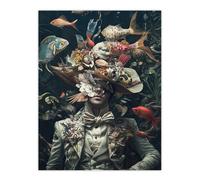Artery8 Victorian Atlantean Surreal Underwater Portrait Wall Art Print | Size: W24" x H32" Artery8 Multicolor W24" x H32"