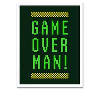 Artery8 Video Game Quote Game Over Man Retro Pixels Art Print Framed Poster Wall Decor 12x16 inch