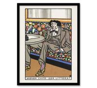 Artery8 Viennese Cafe The Man of Letters Moriz Jung Framed Wall Art Print | Size: W12" x H16" Artery8 Multicolor W12" x H16"