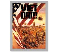 Artery8 Vietnam War Veteran Flag Soldier Gun Military A4 Artwork Framed Wall Art Print in Light Grey Artery8 Light Grey