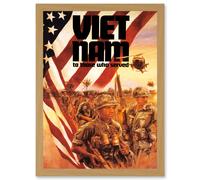 Artery8 Vietnam War Veteran Flag Soldier Gun Military A4 Artwork Framed Wall Art Print in Light Oak Artery8 Light Oak