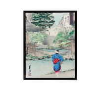 Artery8 View Of Benten At Inokashira Framed Canvas Wall Art Print Ogata Gekko in Green | Size: W18" x H24" Artery8 Green W18" x H24"