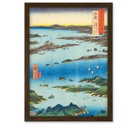 View of Matsushima, Sight Map from Mount Tomi Mutsu Province Utagawa Hiroshige Japan Woodblock Artwork Framed Wall Art Print A4 Artery8 Brown One Size