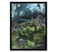 Artery8 View of Toledo Landscape Painting El Greco Framed Wall Art Print | Size: A4 Artery8 Multicolor A4