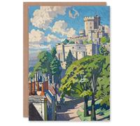 Artery8 View of Windsor Castle Oil Painting Royal Family Birthday Art Card Artery8 Multicolor