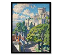 Artery8 View of Windsor Castle Oil Painting Royal Family Living Room Art Print Framed Poster Wall Decor 12x16 inch