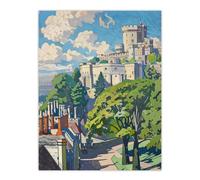 View of Windsor Castle Oil Painting Royal Family Wall Art Print Artery8 Multi W18 inch x H24 inch