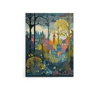 Artery8 Village Through Sherwood Forest Folk Art Canvas Wall Art Print | Size: W24" x H32" Artery8 Multicolor W24" x H32"