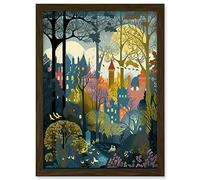 Artery8 Village Through Sherwood Forest Tree Landscape Artwork Framed A3 Wall Art Print