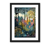 Artery8 Village Through Sherwood Forest Tree Landscape Artwork Framed Wall Art Print 18X24 Inch