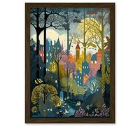 Artery8 Village Through Sherwood Forest Tree Landscape Artwork Framed Wall Art Print A4