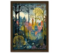 Artery8 Village Through Sherwood Forest Tree Landscape Artwork Framed Wall Art Print A4