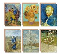 Vincent Van Gogh Almond Tree Roze Peasant Sunflowers Samaritan Fine Art Greeting Card Pack of 6 Artery8 Blue One Size