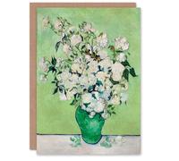 Artery8 Vincent van Gogh Art Card White Roses In Green Vase