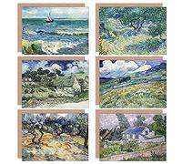 Artery8 Vincent Van Gogh Auvers Landscape Orchard Cottages Zeegezicht Fine Art Greeting Card Pack of 6