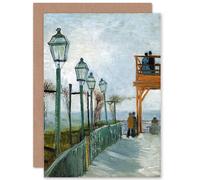 Artery8 Vincent Van Gogh Belvedere Overlooking Montmartre 1886 Greetings Card in Grey Artery8 Grey