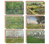 Artery8 Vincent Van Gogh Bloeiende Boerderij Garden Orchard Grass Trees Fine Art Greeting Card Pack of 6