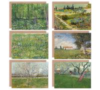 Artery8 Vincent Van Gogh Bloeiende Boerderij Garden Orchard Grass Trees Fine Art Greeting Card Pack of 6 in Green Artery8 Green