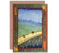 Artery8 Vincent Van Gogh Bridge In The Rain After Hiroshige Fine Art Greeting Card Plus Envelope Blank Inside