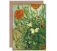 Artery8 Vincent Van Gogh Butterflies And Poppies Fine Art Greeting Card Plus Envelope Blank Inside