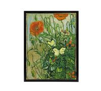 Artery8 Vincent Van Gogh Butterflies & Poppies Framed Canvas Wall Art Print in Green | Size: W12" x H16" Artery8 Green W12" x H16"