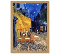 Vincent Van Gogh Cafe Terrace At Night Place Du Forum Arles 1888 A4 Artwork Framed Wall Art Print Artery8 Light Oak One Size