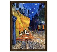 Vincent Van Gogh Cafe Terrace At Night Place Du Forum Arles 1888 A4 Artwork Framed Wall Art Print Artery8 Brown One Size