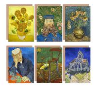 Artery8 Vincent Van Gogh Church De Stoel Gachet Vase Roulin Zonnebloemen Fine Art Greeting Card Pack of 6