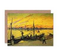Artery8 Vincent Van Gogh Coal Barges 1888 Old Master Painting Card Artery8 Multicolor