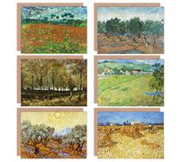 Artery8 Vincent Van Gogh Corn Harvest Vessenots Olive Grove Poplars Poppy Fine Art Greeting Card Pack of 6