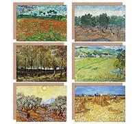 Artery8 Vincent Van Gogh Corn Harvest Vessenots Olive Grove Poplars Poppy Fine Art Greeting Card Pack of 6