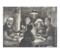 Artery8 Vincent Van Gogh De Aardappeleters Black And White Large Wall Art Poster Print Thick Paper 18X24 Inch